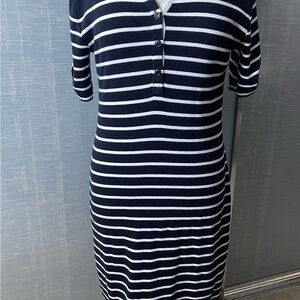 Navy and White Striped Dress